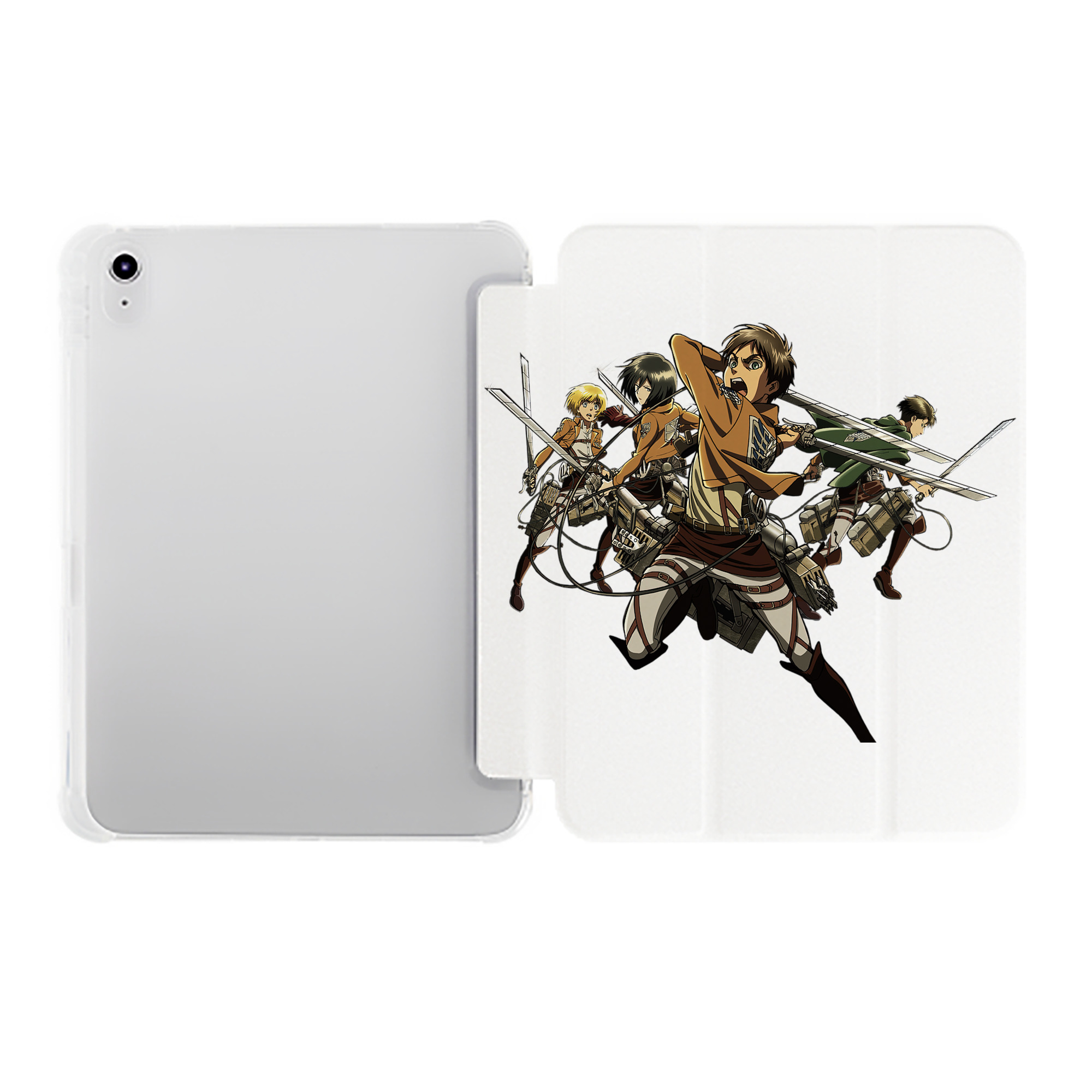 （画像用） 進撃の巨人 エレン･イェーガー Attack on Titan Eren Jäger IPad ケース ペン収納付き 三つ折りスタンド PUレザー×シリコン 対応機種9.5/10.5/10.9インチ